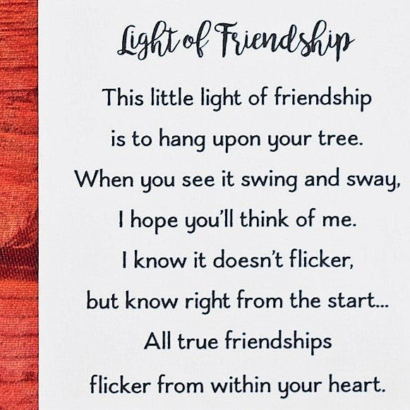 LIGHT OF FRIENDSHIP ORNAMENT WITH POEM
